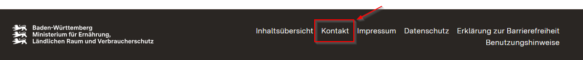 Bild mit Hinweis zu Kontaktformular Bild mit Pfeil zu Fundstelle für Kontaktformular